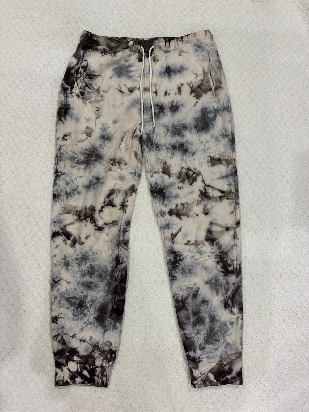 True Religion Gilden Beige & White Tie-Dye Joggers